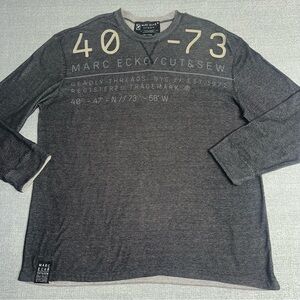 Marc Ecko Cut & Sew Gray Waffle Knit Long Sleeve Shirt